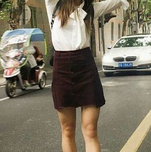 Burgundy Corduroy Mini Skirt